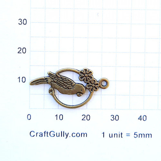 Charms 28mm Metal - Bird #2 - Bronze - Pack of 4