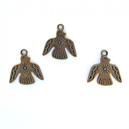 Charms 22mm Metal - Bird #4 - Bronze - Pack of 3