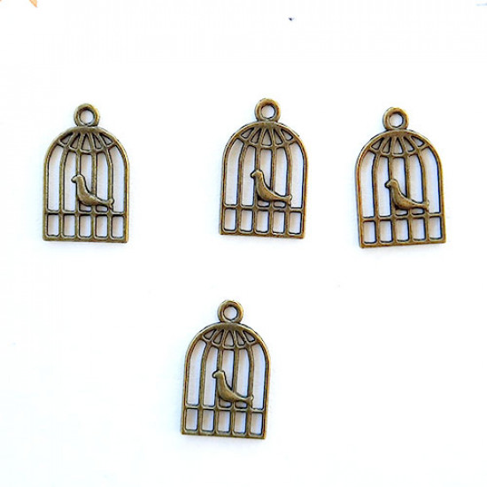 Charms 19mm Metal - Bird #7 - Bronze - Pack of 4