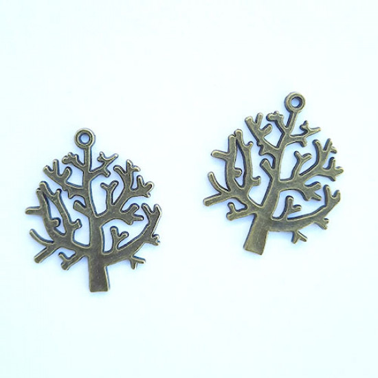 Charms 32mm Metal - Tree #5 - Bronze - Pack of 2