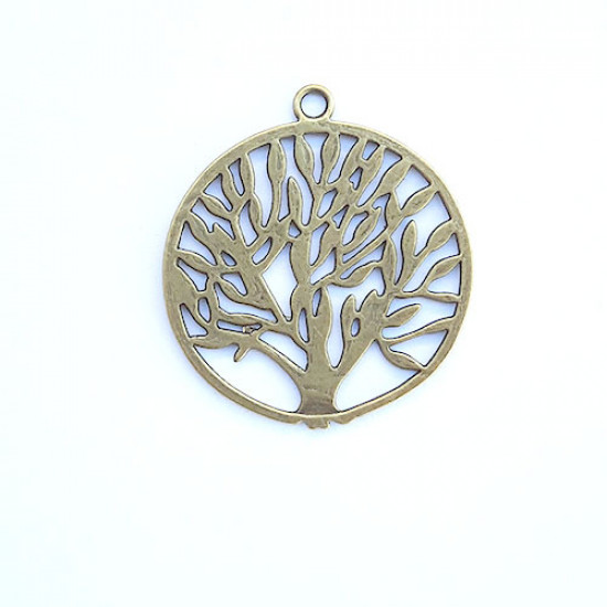 Charms 43mm Metal - Tree #6 - Bronze - Pack of 1