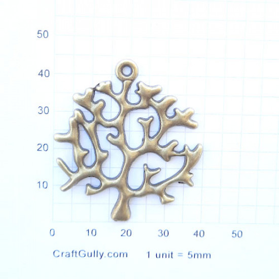 Charms 44mm Metal - Tree #8 - Bronze - Pack of 1