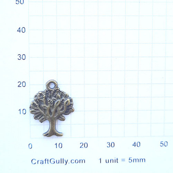 Charms 21mm Metal - Tree #9 - Bronze - Pack of 4