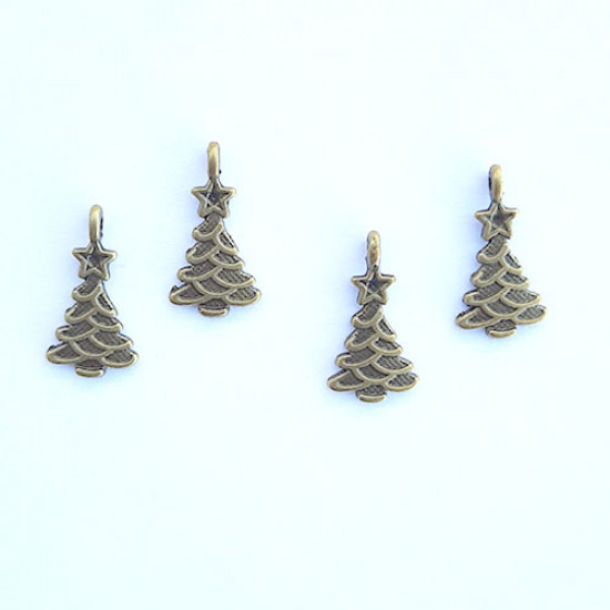 Charms 21mm Metal - Tree #10 - Bronze - Pack of 4