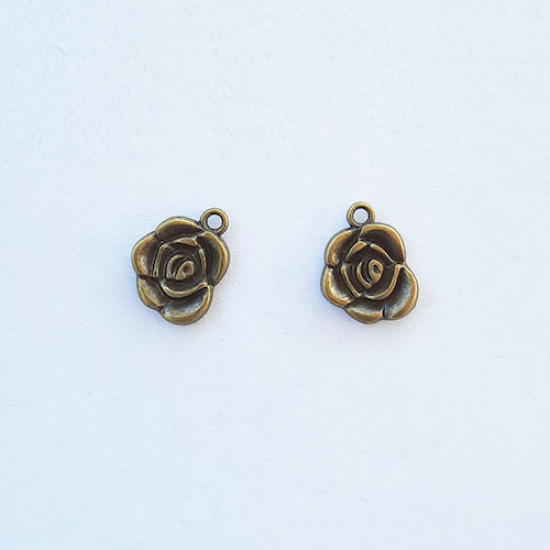 Charms 17mm Metal - Flower #1 - Bronze - Pack of 2