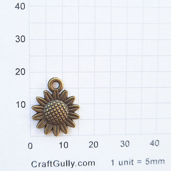 Charms 18mm Metal - Flower #2 - Bronze - Pack of 2