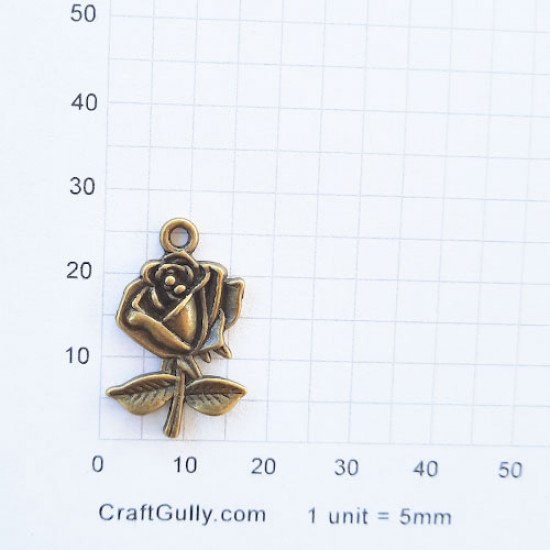 Charms 26mm Metal - Flower #3 - Bronze - Pack of 1