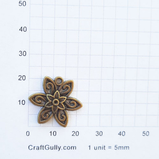 Charms 21mm Metal - Flower #5 - Bronze - Pack of 1