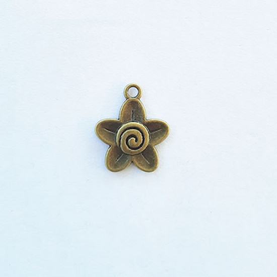 Charms 22mm Metal - Flower #6 - Bronze - Pack of 1
