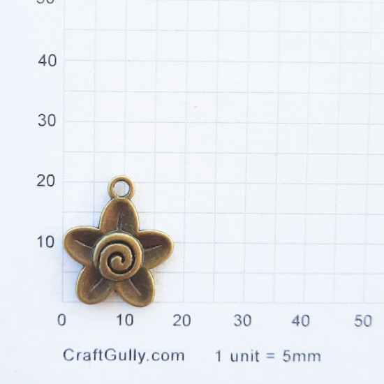 Charms 22mm Metal - Flower #6 - Bronze - Pack of 1