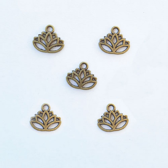 Charms 17mm Metal - Flower #7 - Bronze - Pack of 5
