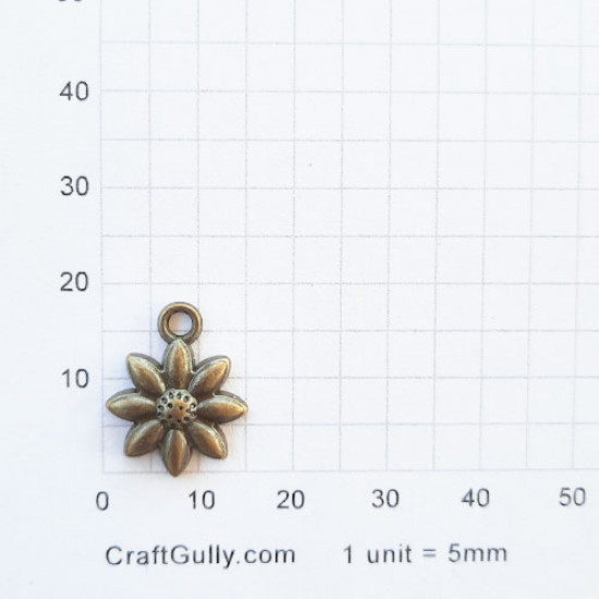 Charms 18mm Metal - Flower #8 - Bronze - Pack of 4
