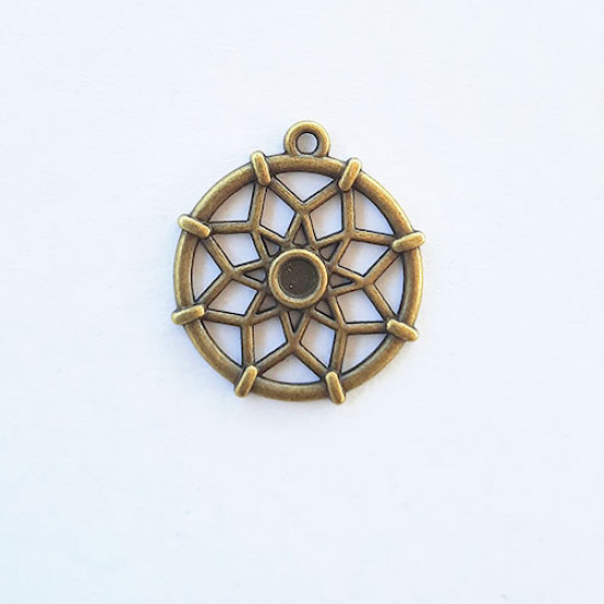 Charms 30mm Metal - Flower #12 - Bronze - Pack of 1