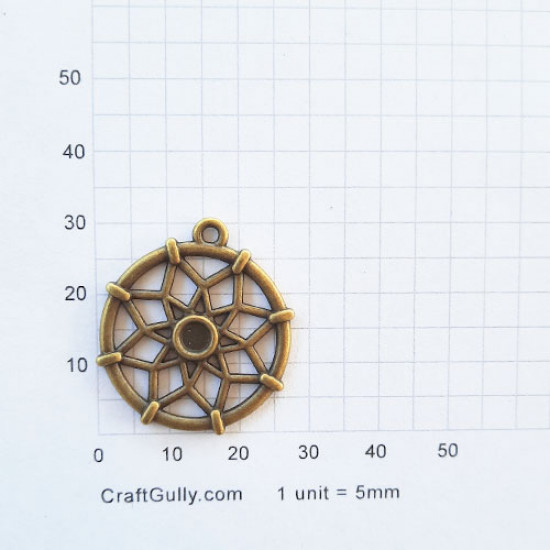 Charms 30mm Metal - Flower #12 - Bronze - Pack of 1