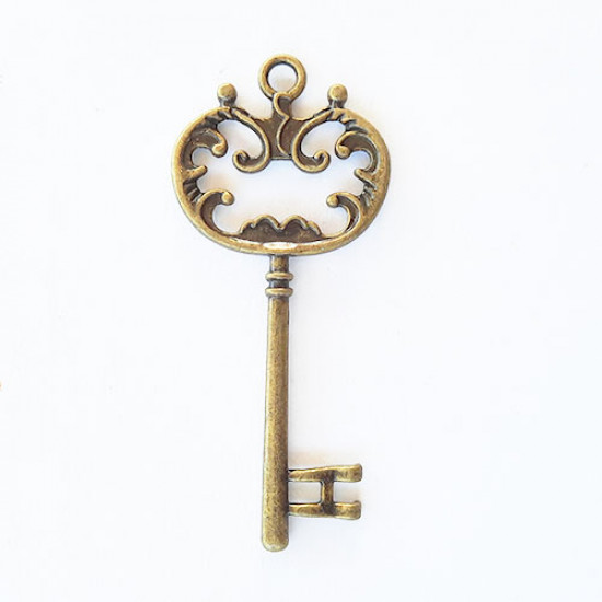 Charms 68mm Metal - Keys #8 - Bronze - Pack of 1