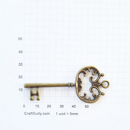 Charms 68mm Metal - Keys #8 - Bronze - Pack of 1