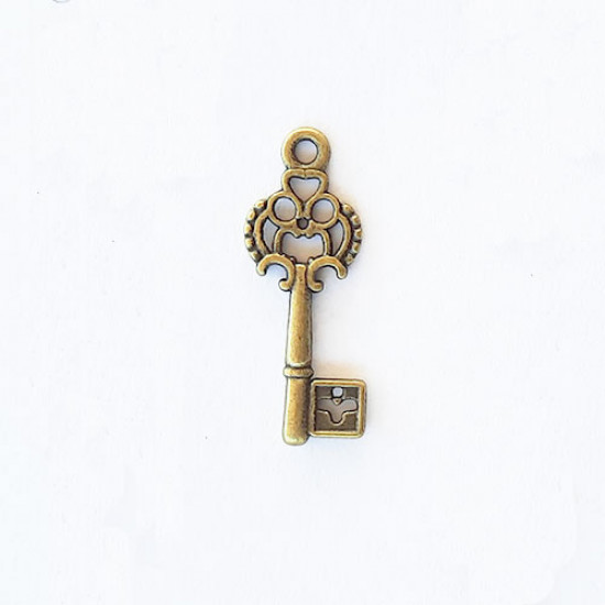 Charms 30mm Metal - Keys #9 - Bronze - Pack of 3
