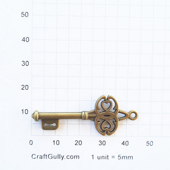 Charms 45mm Metal - Keys #10 - Bronze - Pack of 1