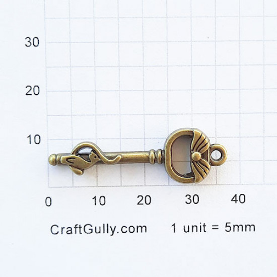 Charms 37mm Metal - Keys #13 - Bronze - Pack of 1