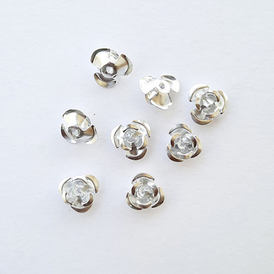 Metal Roses 9mm - Silver Finish - Pack of 50
