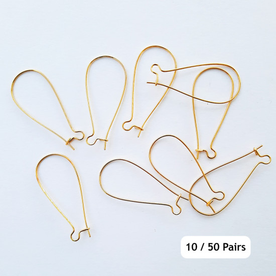 Earring Loops / Kidney Hooks 38mm - Golden Finish