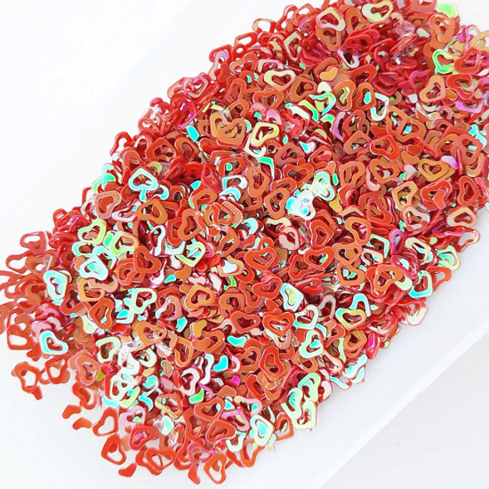 Sequins 4mm - Heart #3 - Red – 20gms