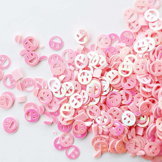 Sequins 6mm - Smiley #1 - Pink – 20gms