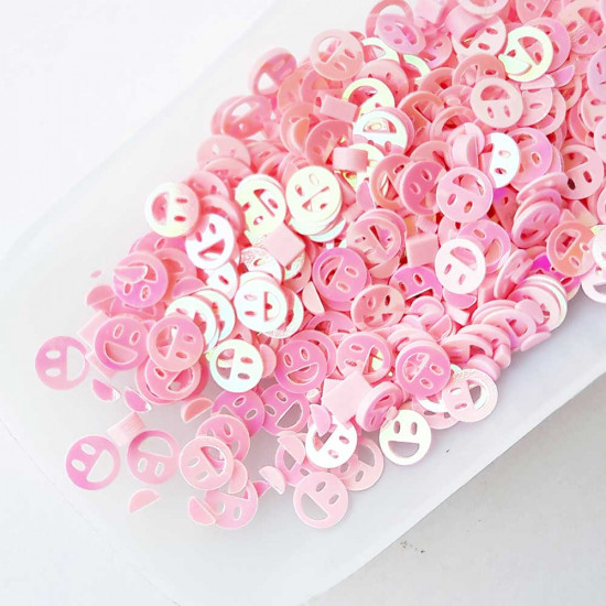 Sequins 6mm - Smiley #1 - Pink – 20gms