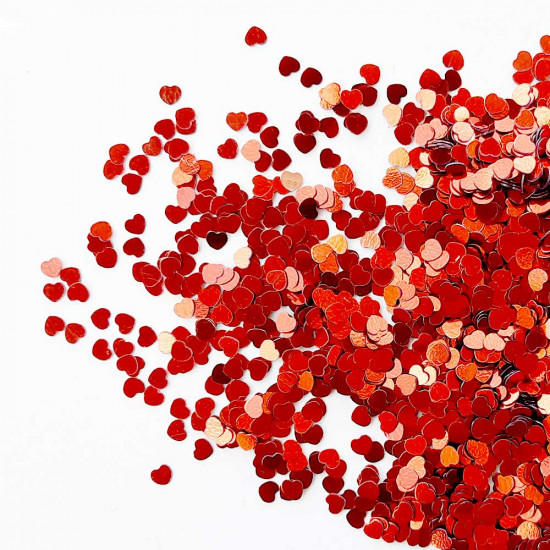 Sequins 3mm - Heart #6 - Red - 20gms