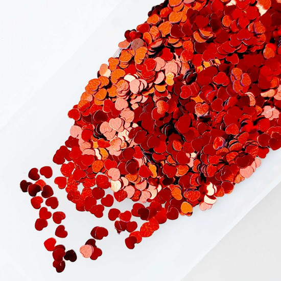 Sequins 3mm - Heart #6 - Red - 20gms Sequins 3mm - Heart #6 - Red - 20gms