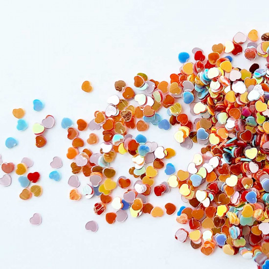 Sequins 3mm - Heart #5 - Assorted - 20gms