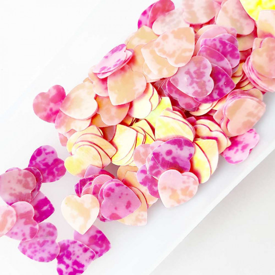 Sequins 10mm - Heart #7 - Pink Shaded - 20gms
