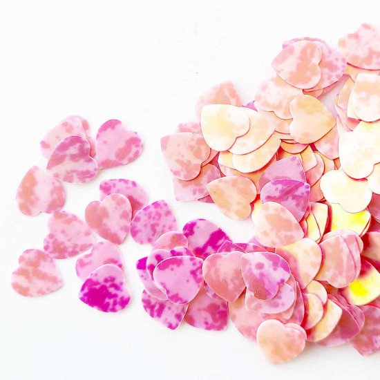 Sequins 10mm - Heart #7 - Pink Shaded - 20gms