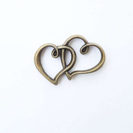Charms 32mm Metal Heart #3 - Bronze - 1 Charm