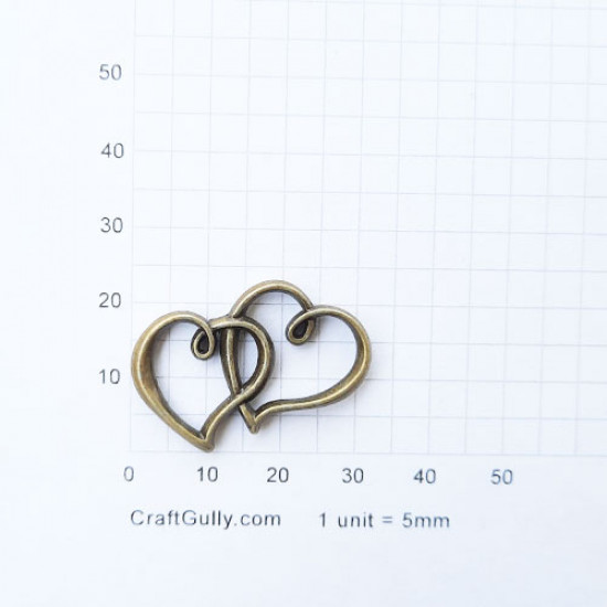 Charms 32mm Metal Heart #3 - Bronze - 1 Charm