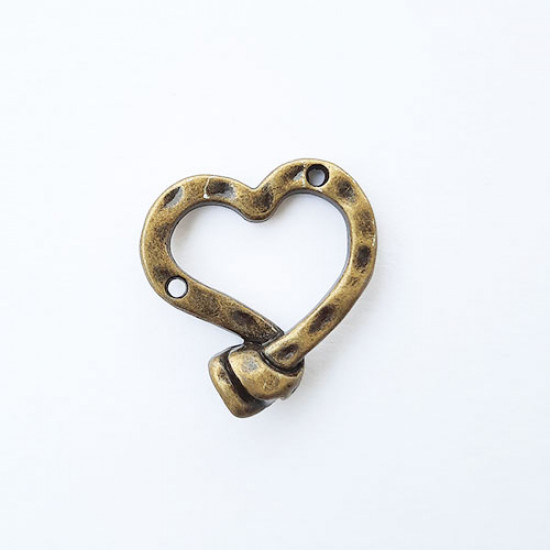 Charms 27mm Metal Heart #4 - Bronze - 1 Charm