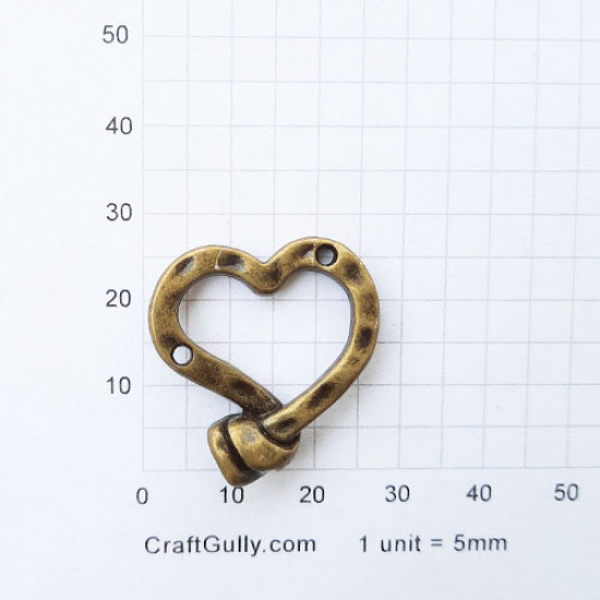 Charms 27mm Metal Heart #4 - Bronze - 1 Charm