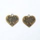 Charms 24mm Metal Heart #6 - Bronze - 2 Charms