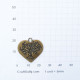 Charms 24mm Metal Heart #6 - Bronze - 2 Charms