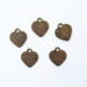 Charms 15mm Metal Heart #7 - Bronze - 5 Charms