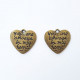 Charms 21mm Metal Heart #9 - Bronze - 2 Charms