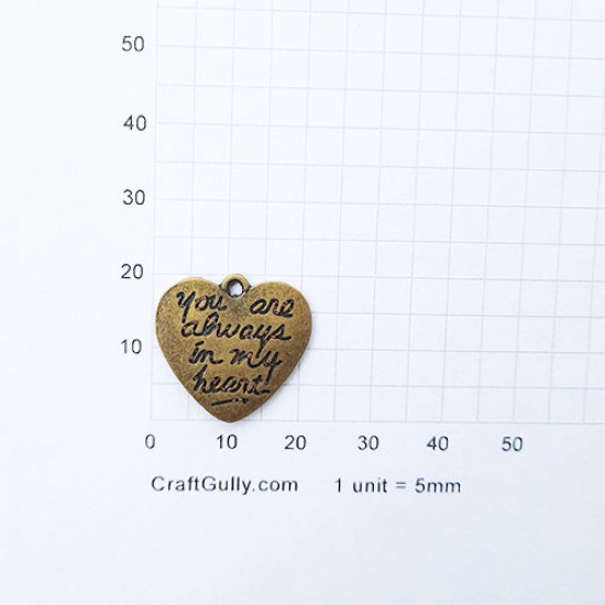 Charms 21mm Metal Heart #9 - Bronze - 2 Charms