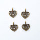 Charms 18mm Metal Heart #10 - Bronze - 4 Charms