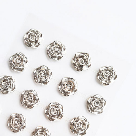 Stick-ons 16mm - Rose - Silver - Pack of 24