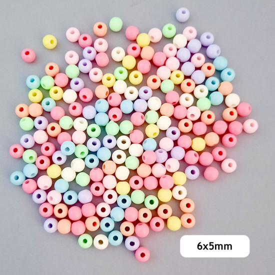Acrylic Beads 6mm Round - Assorted - 20gms / 185 Beads
