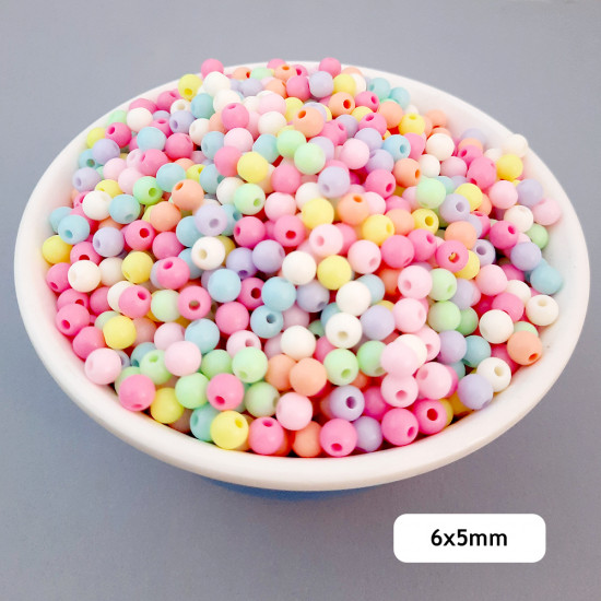 Acrylic Beads 6mm Round - Assorted - 20gms / 185 Beads
