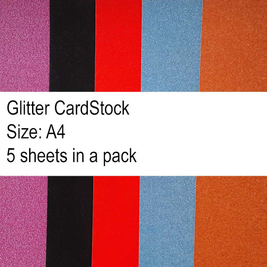 Glitter CardStock A4 - Assorted - 5 Sheets