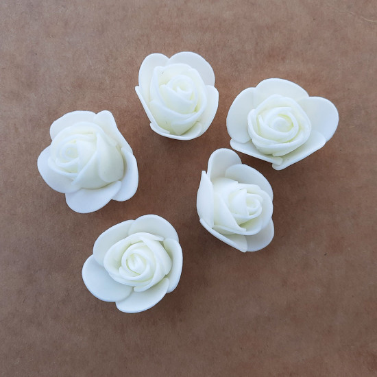 Foam Flowers #2 - 30mm Rose Off White - 5 Roses