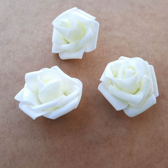 Foam Flowers #5 - 40mm Rose Off White - 3 Roses