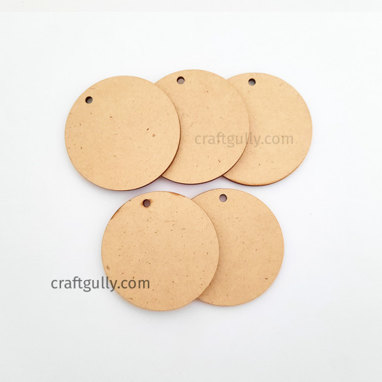 MDF Keychains #5 - 63mm Round 1 Hole - 5 Pieces